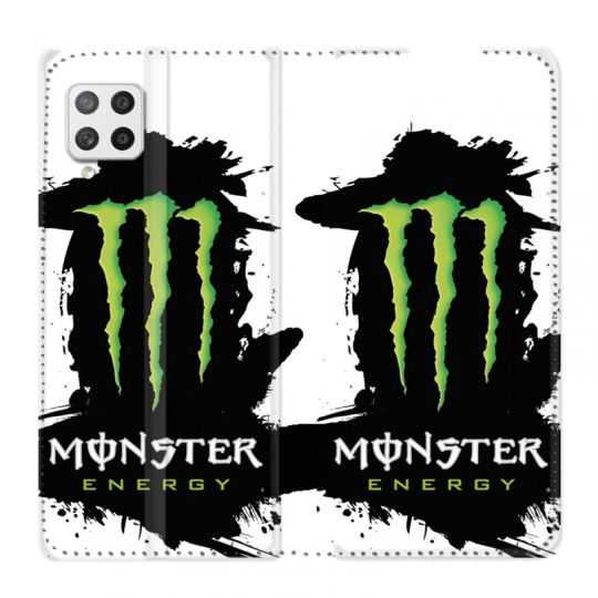 Housse Cuir Portefeuille Pour Samsung Galaxy A42 Monster Energy Tache