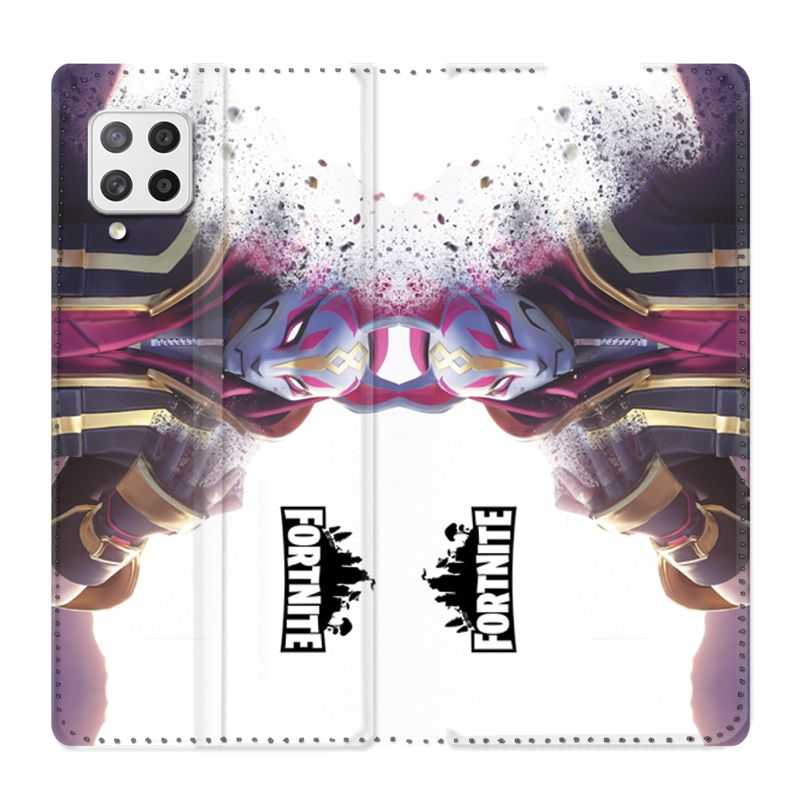 Housse Cuir Portefeuille Pour Samsung Galaxy A42 Fortnite Blanc
