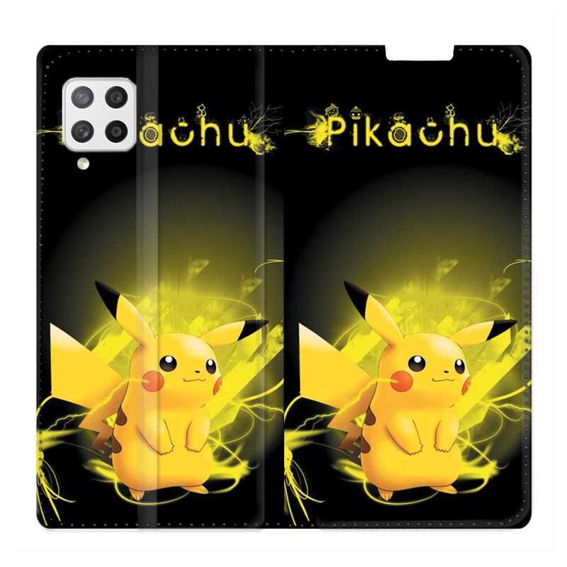 Housse Cuir Portefeuille Pour Samsung Galaxy A42 Pokemon Pikachu Eclair
