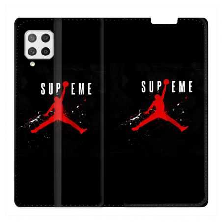 Housse Cuir Portefeuille Pour Samsung Galaxy A42 Jordan Supreme Noir
