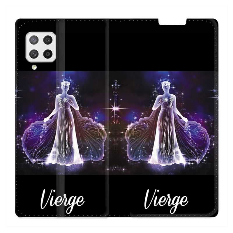 Housse Cuir Portefeuille Pour Samsung Galaxy A42 Signe Zodiaque 2 Vierge