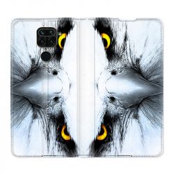 Housse Cuir Portefeuille Pour Xiaomi Redmi Note 9 Aigle Royal Blanc