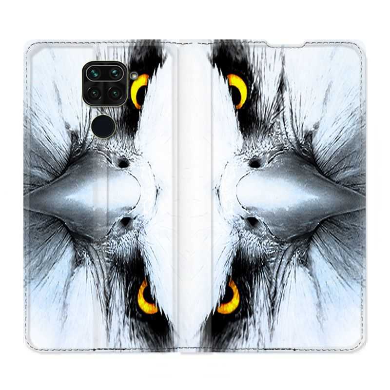 Housse Cuir Portefeuille Pour Xiaomi Redmi Note 9 Aigle Royal Blanc