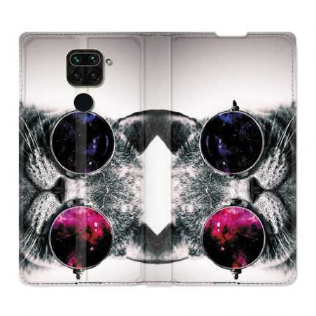 Housse Cuir Portefeuille Pour Xiaomi Redmi Note 9 Chat Fashion