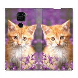 Housse Cuir Portefeuille Pour Xiaomi Redmi Note 9 Chat Violet