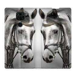 Housse Cuir Portefeuille Pour Xiaomi Redmi Note 9 Cheval Blanc