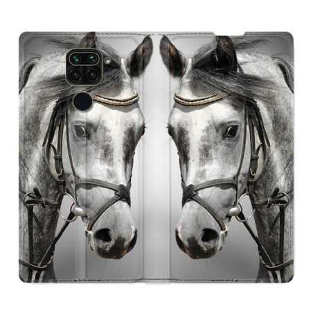 Housse Cuir Portefeuille Pour Xiaomi Redmi Note 9 Cheval Blanc