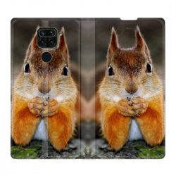 Housse Cuir Portefeuille Pour Xiaomi Redmi Note 9 Ecureuil Face