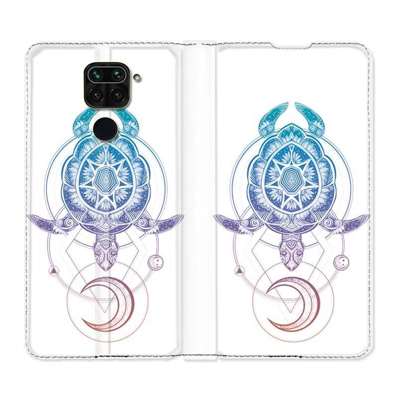 Housse Cuir Portefeuille Pour Xiaomi Redmi Note 9 Animaux Maori Tortue Color