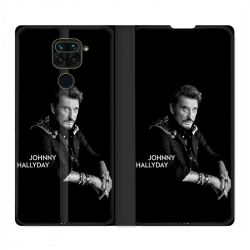 Housse Cuir Portefeuille Pour Xiaomi Redmi Note 9 Johnny Hallyday Noir