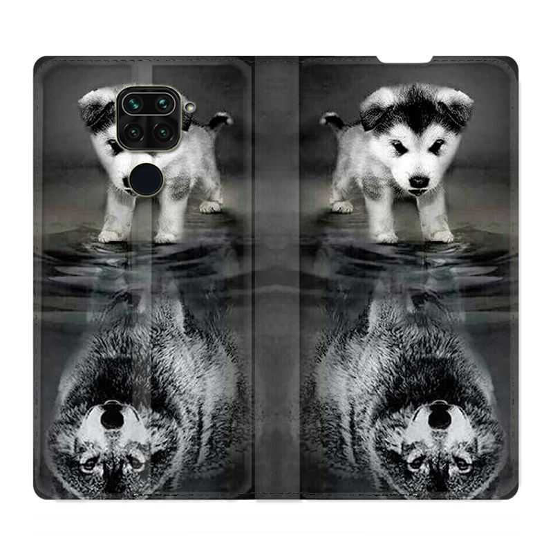 Housse Cuir Portefeuille Pour Xiaomi Redmi Note 9 Chien Reflet
