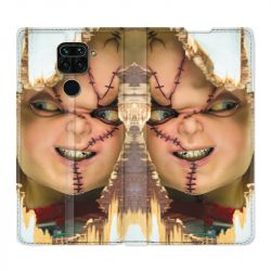 Housse Cuir Portefeuille Pour Xiaomi Redmi Note 9 Chucky Blanc
