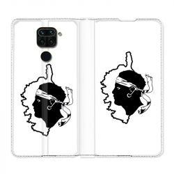 Housse Cuir Portefeuille Pour Xiaomi Redmi Note 9 Corse Blanc