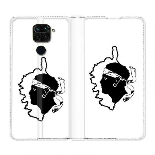 Housse Cuir Portefeuille Pour Xiaomi Redmi Note 9 Corse Blanc