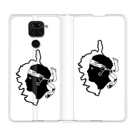 Housse Cuir Portefeuille Pour Xiaomi Redmi Note 9 Corse Blanc