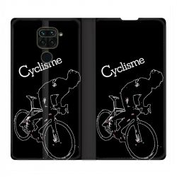 Housse Cuir Portefeuille Pour Xiaomi Redmi Note 9 Cyclisme Ombre Blanche