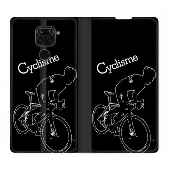 Housse Cuir Portefeuille Pour Xiaomi Redmi Note 9 Cyclisme Ombre Blanche