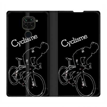 Housse Cuir Portefeuille Pour Xiaomi Redmi Note 9 Cyclisme Ombre Blanche