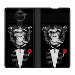 Housse Cuir Portefeuille Pour Xiaomi Redmi Note 9 Decale Singe Mafia