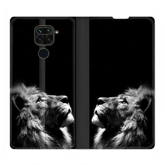 Housse Cuir Portefeuille Pour Xiaomi Redmi Note 9 Roi Lion