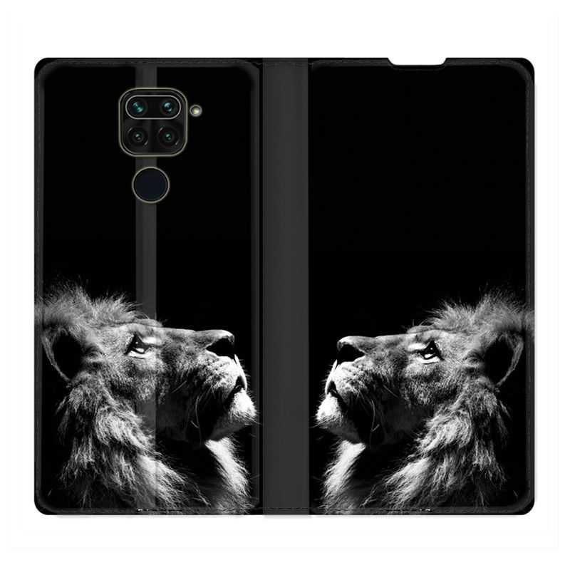 Housse Cuir Portefeuille Pour Xiaomi Redmi Note 9 Roi Lion