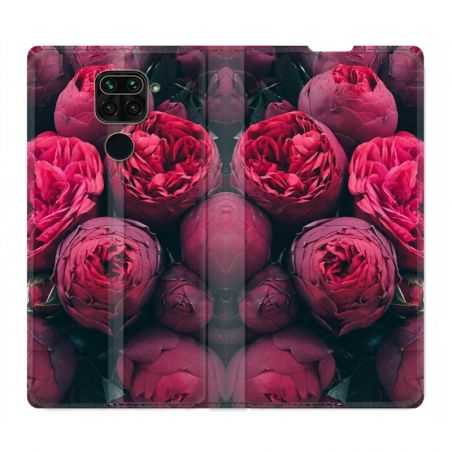 Housse Cuir Portefeuille Pour Xiaomi Redmi Note 9 Fleur Pivoine