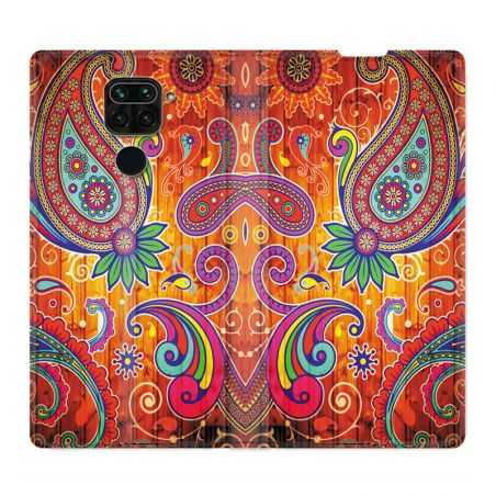 Housse Cuir Portefeuille Pour Xiaomi Redmi Note 9 Fleur Psychedelic