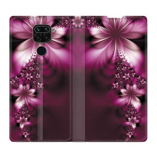 Housse Cuir Portefeuille Pour Xiaomi Redmi Note 9 Fleur Violette Montante