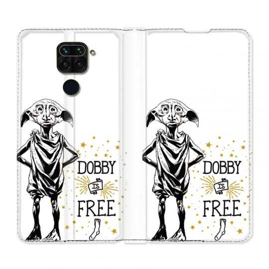 Housse Cuir Portefeuille Pour Xiaomi Redmi Note 9 WB License Harry Potter Dobby Free B