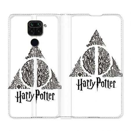 Housse Cuir Portefeuille Pour Xiaomi Redmi Note 9 WB License Harry Potter Triangle Blanc