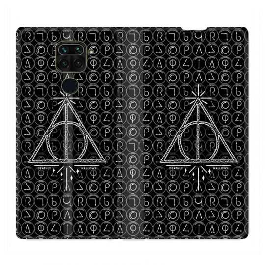 Housse Cuir Portefeuille Pour Xiaomi Redmi Note 9 WB License Harry Potter Triangle noir