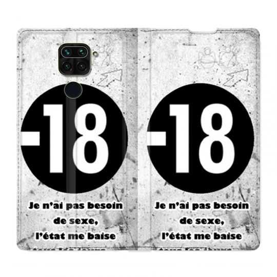 Housse Cuir Portefeuille Pour Xiaomi Redmi Note 9 Humour 18 Ans