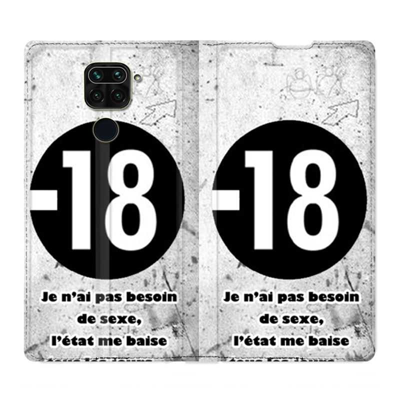 Housse Cuir Portefeuille Pour Xiaomi Redmi Note 9 Humour 18 Ans