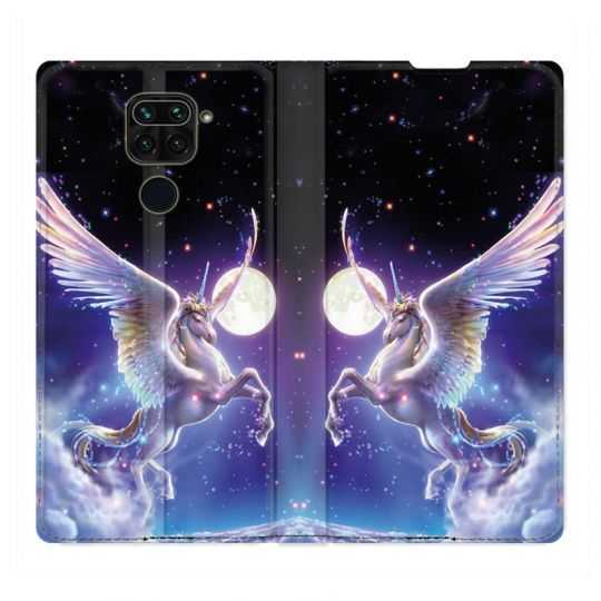 Housse Cuir Portefeuille Pour Xiaomi Redmi Note 9 Licorne Céleste