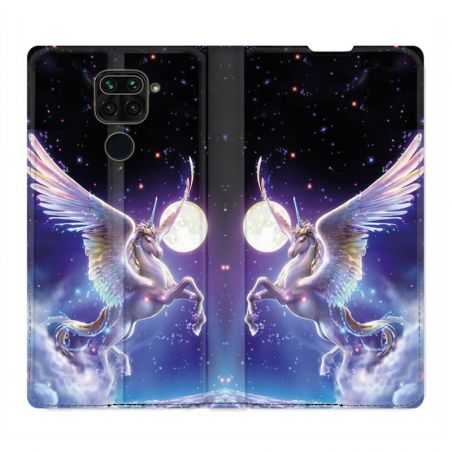 Housse Cuir Portefeuille Pour Xiaomi Redmi Note 9 Licorne Céleste