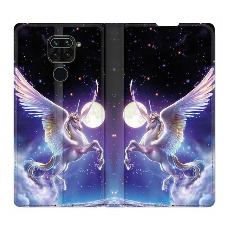 Housse Cuir Portefeuille Pour Xiaomi Redmi Note 9 Licorne Céleste
