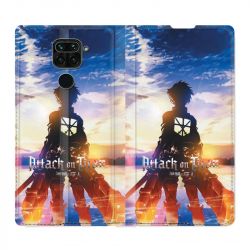 Housse Cuir Portefeuille Pour Xiaomi Redmi Note 9 Manga Attaque Titans Soleil