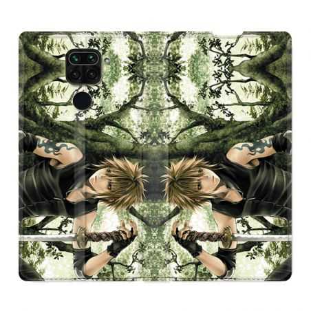 Housse Cuir Portefeuille Pour Xiaomi Redmi Note 9 Manga Bois