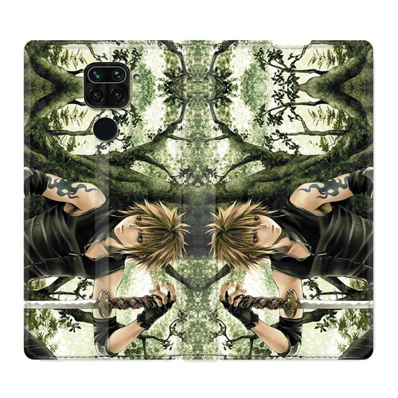 Housse Cuir Portefeuille Pour Xiaomi Redmi Note 9 Manga Bois