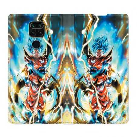 Housse Cuir Portefeuille Pour Xiaomi Redmi Note 9 Manga Dragon Ball Sangoku Blanc