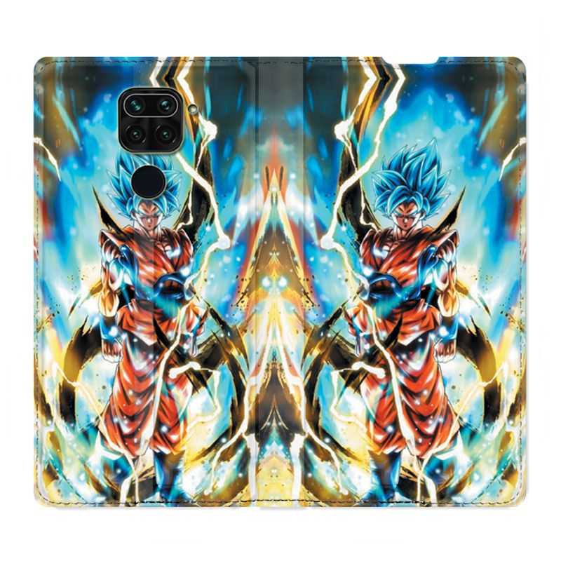Housse Cuir Portefeuille Pour Xiaomi Redmi Note 9 Manga Dragon Ball Sangoku Blanc