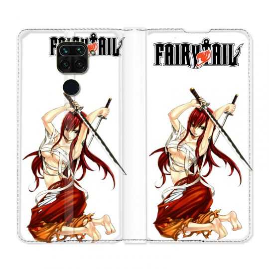 Housse Cuir Portefeuille Pour Xiaomi Redmi Note 9 Manga Fairy Tail Erza
