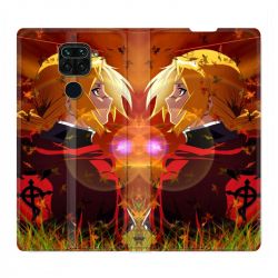 Housse Cuir Portefeuille Pour Xiaomi Redmi Note 9 Manga Fullmetal Alchemist Rouge