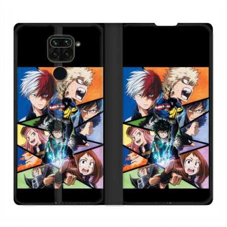 Housse Cuir Portefeuille Pour Xiaomi Redmi Note 9 Manga My Hero Academia Noir