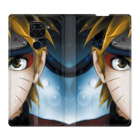 Housse Cuir Portefeuille Pour Xiaomi Redmi Note 9 Manga Naruto Blanc