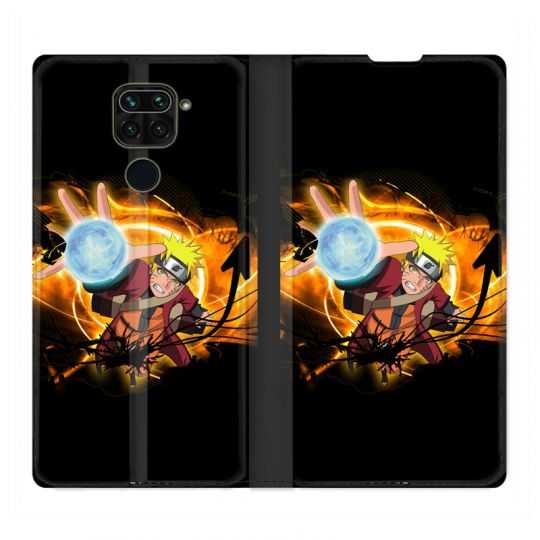Housse Cuir Portefeuille Pour Xiaomi Redmi Note 9 Manga Naruto Noir
