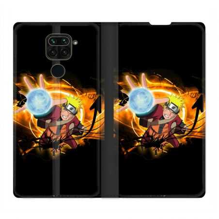 Housse Cuir Portefeuille Pour Xiaomi Redmi Note 9 Manga Naruto Noir