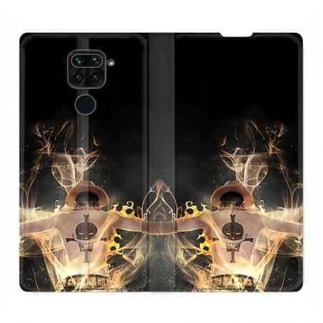 Housse Cuir Portefeuille Pour Xiaomi Redmi Note 9 Manga One Piece Ace Noir
