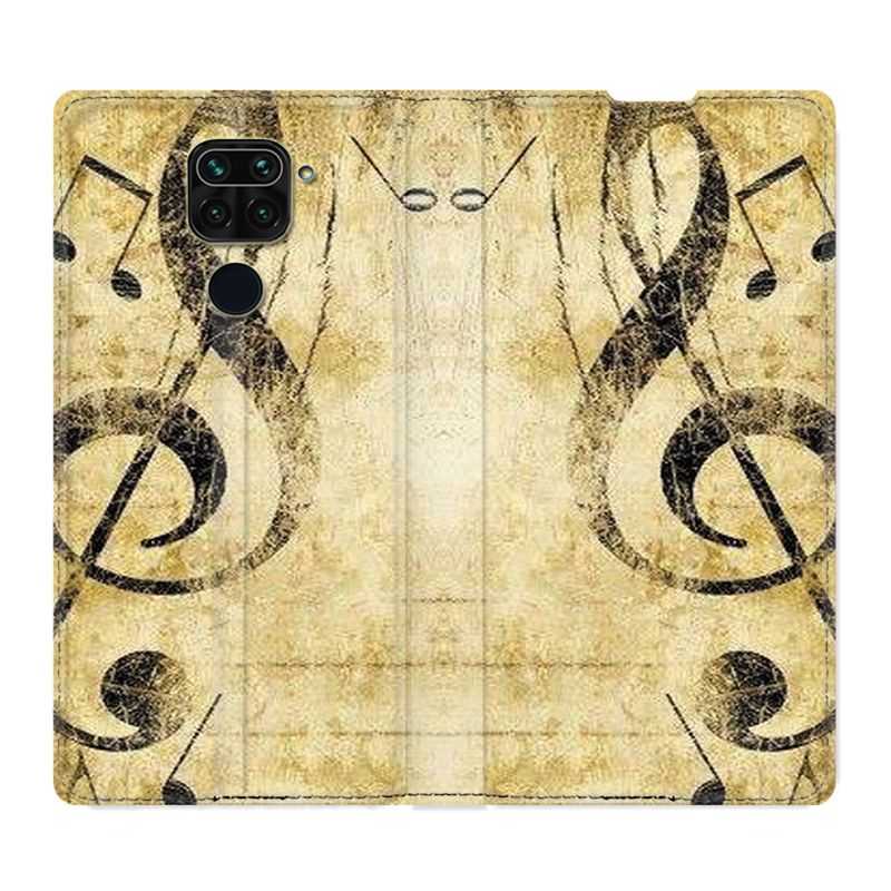 Housse Cuir Portefeuille Pour Xiaomi Redmi Note 9 Musique Clé Sol Vintage