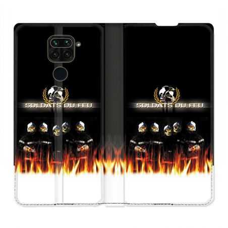 Housse Cuir Portefeuille Pour Xiaomi Redmi Note 9 Pompier Soldat